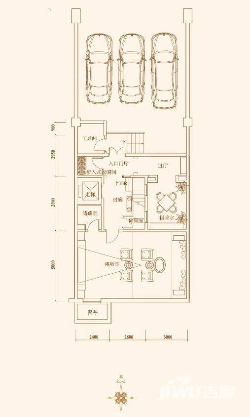 鸿坤林语墅别墅-联排134.6㎡户型图