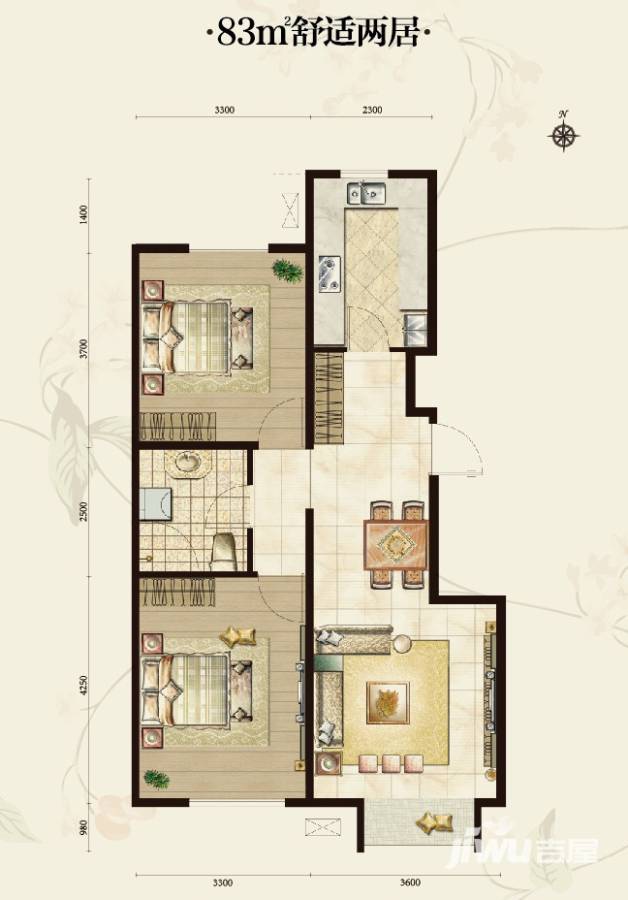 首地浣溪谷普通住宅83㎡户型图