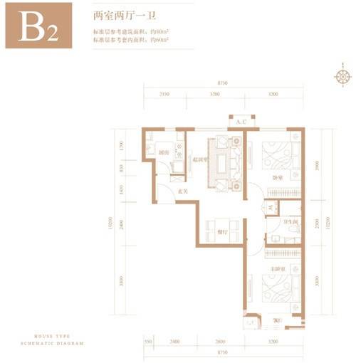 京投银泰万科西华府普通住宅80㎡户型图