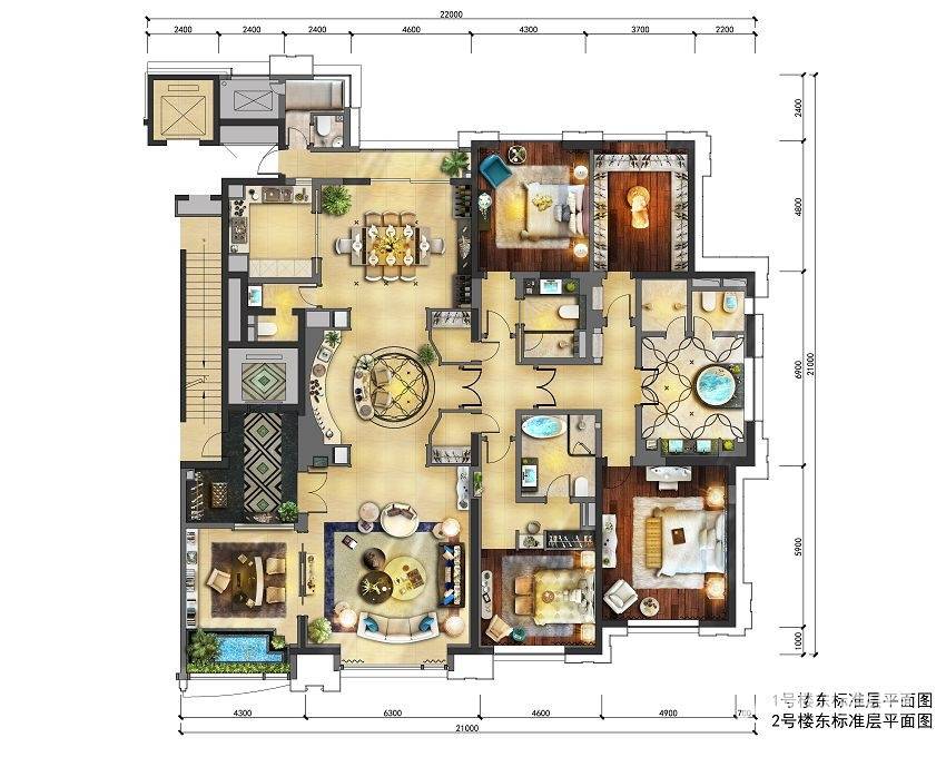 紫御华府4室2厅4卫380㎡户型图