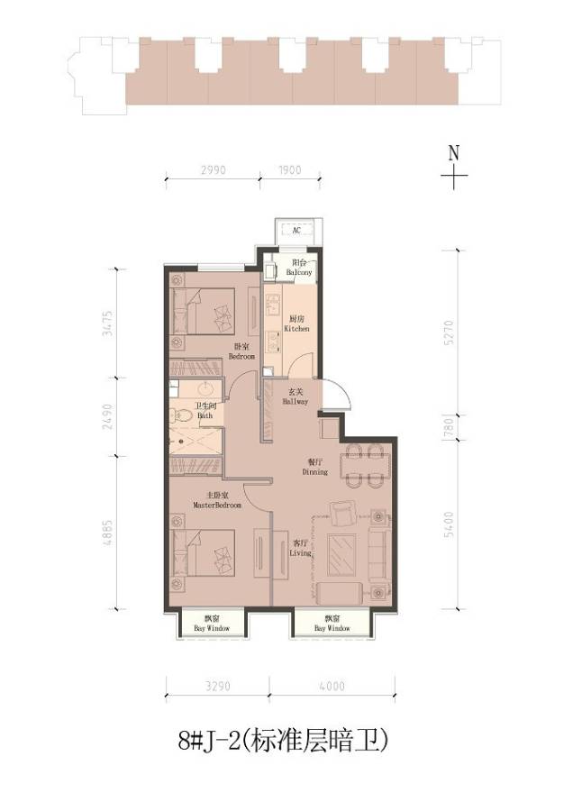 润泽公馆2室2厅1卫户型图