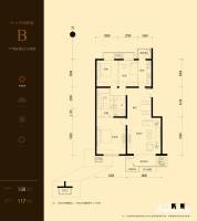 北京华侨城3室1厅2卫138㎡户型图