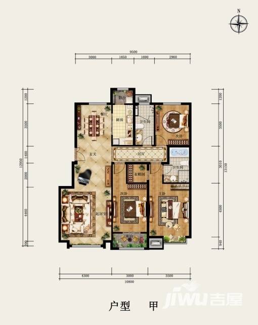 葛洲坝紫郡府3室2厅2卫135㎡户型图