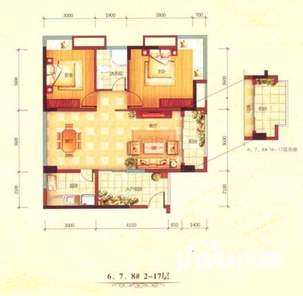 深业欧景城2室2厅1卫户型图