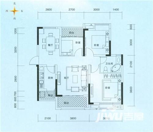 万润广场普通住宅101㎡户型图