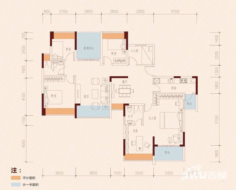 长虹百荟花园6室2厅2卫170㎡户型图