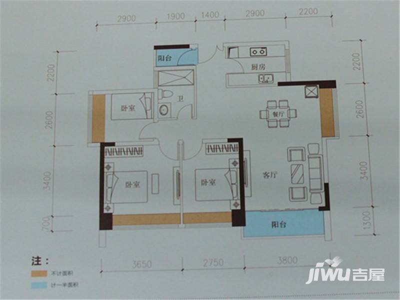 长虹百荟花园3室1厅0卫95㎡户型图