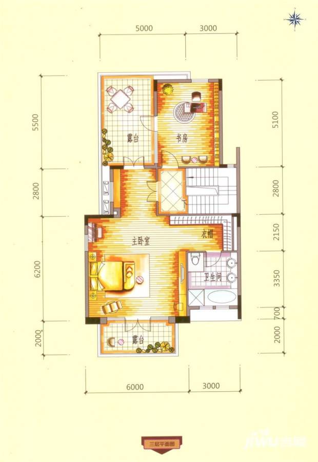 保利领秀山保利生态城户型图 374平双拼别墅三层 374㎡