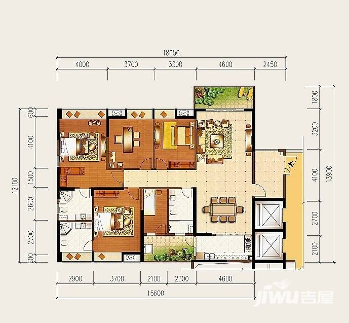 龙泉华苑5室2厅3卫215㎡户型图