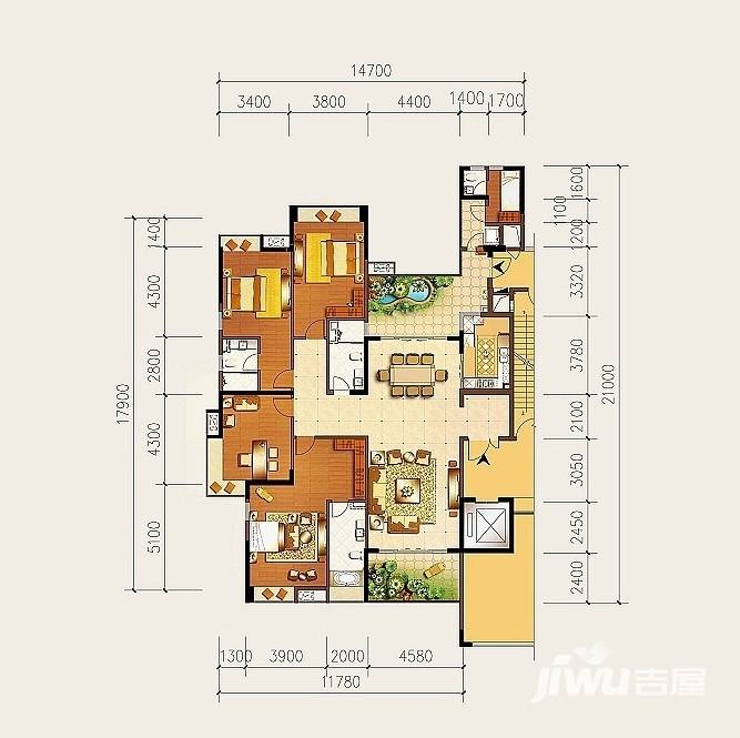 龙泉华苑5室2厅2卫240㎡户型图