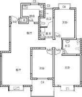 西城美苑3室2厅2卫133.9㎡户型图