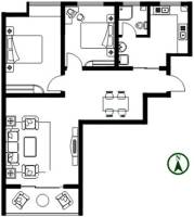 西城美苑2室2厅1卫户型图