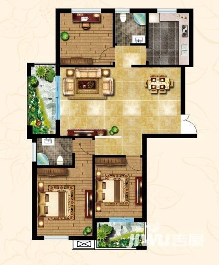 齐鲤万家新城3室2厅2卫131.6㎡户型图