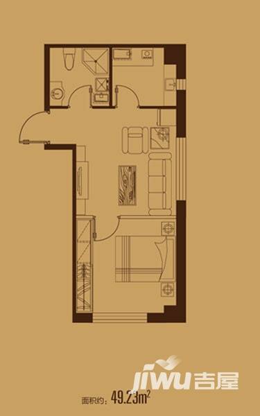 凯宾国际普通住宅49.2㎡户型图