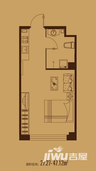 凯宾国际普通住宅47.1㎡户型图