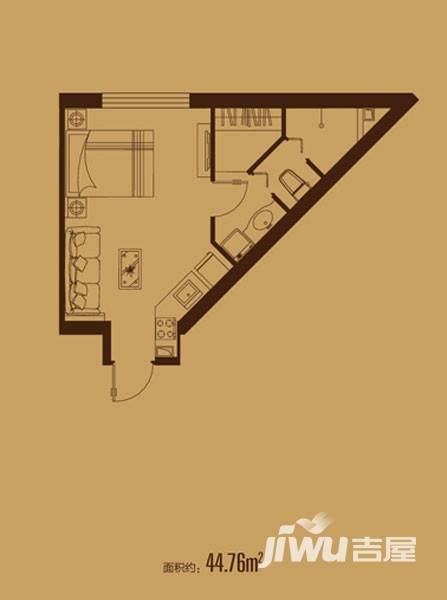 凯宾国际普通住宅44.8㎡户型图