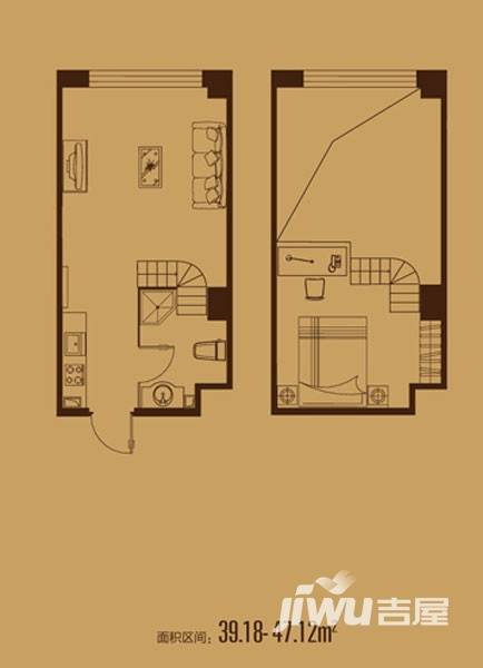 凯宾国际普通住宅39.2㎡户型图