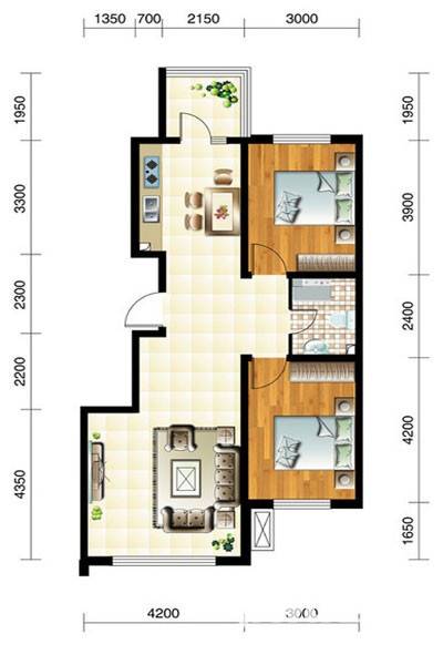 水岸壹品普通住宅85.9㎡户型图