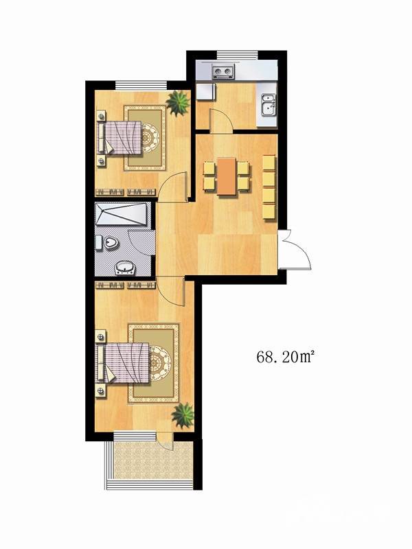 金禾旺族家园普通住宅68.2㎡户型图