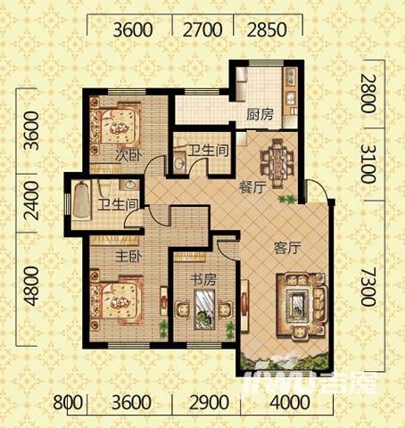 金璟家园3室2厅2卫140㎡户型图