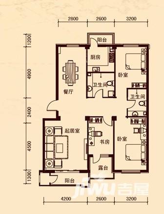 巴塞罗娜普通住宅128㎡户型图