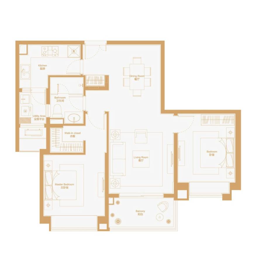 瑞虹新城怡庭2室2厅1卫109㎡户型图