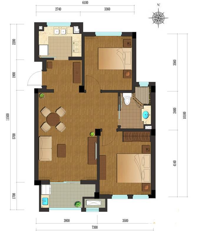 绿城乌镇雅园普通住宅90㎡户型图