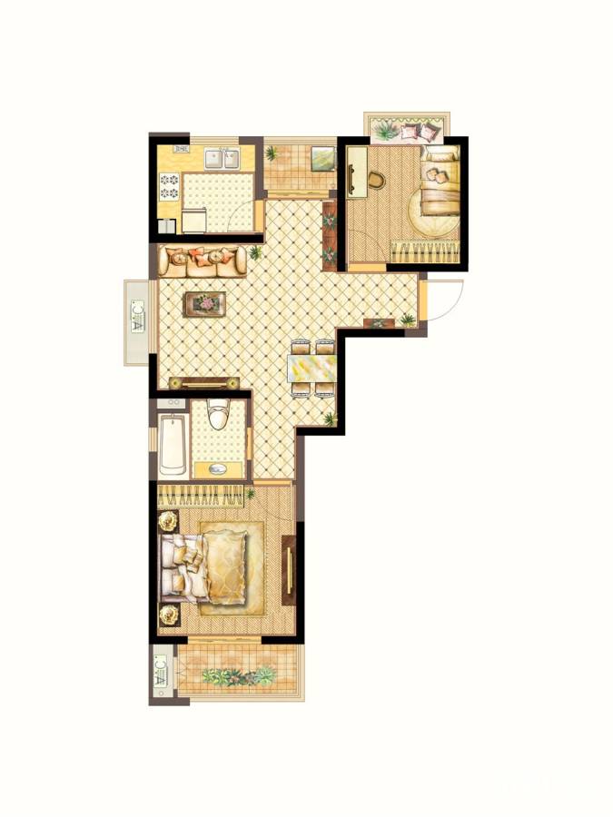 通用国际2室2厅1卫户型图