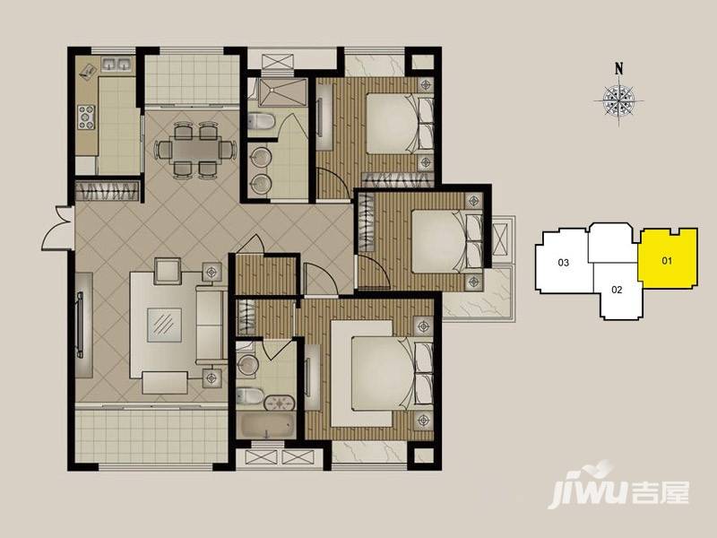 恒盛豪庭普通住宅125㎡户型图