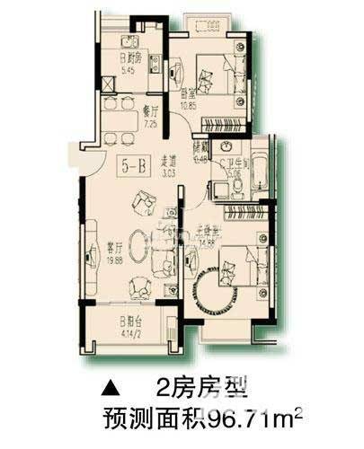 绿洲古猗新苑普通住宅96.7㎡户型图