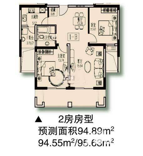 绿洲古猗新苑普通住宅95㎡户型图