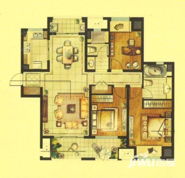 新城金郡3室2厅2卫122㎡户型图