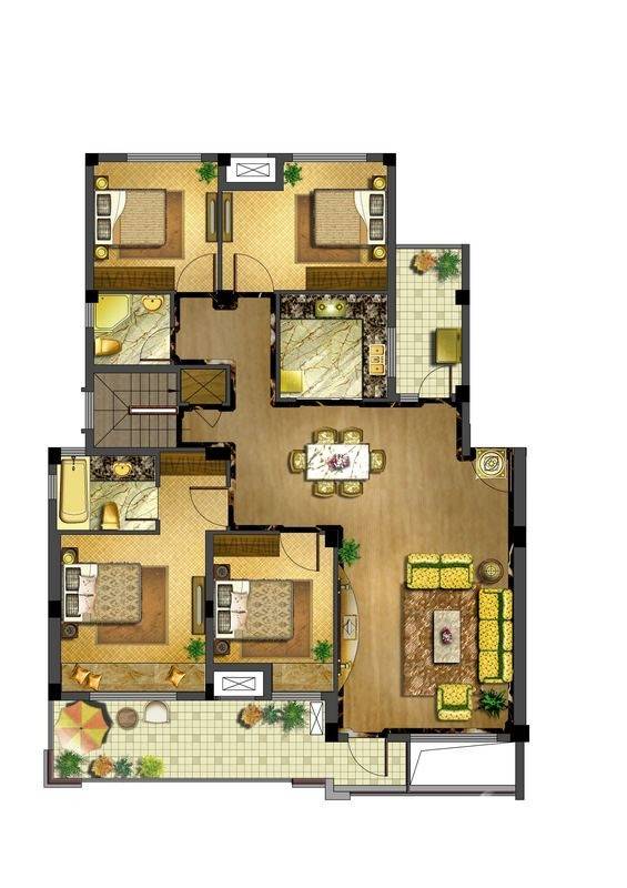 新城金郡4室2厅2卫户型图