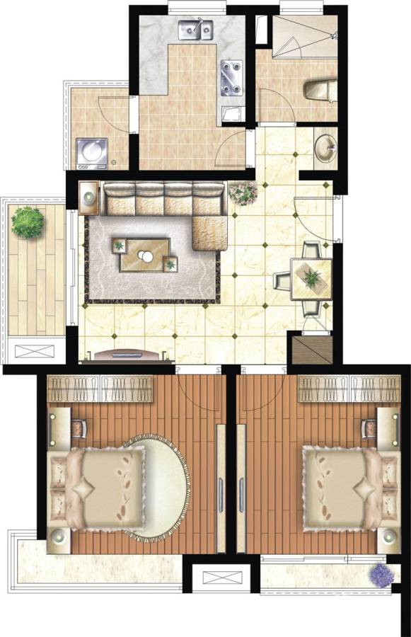 鸿玺郡二期普通住宅87.4㎡户型图