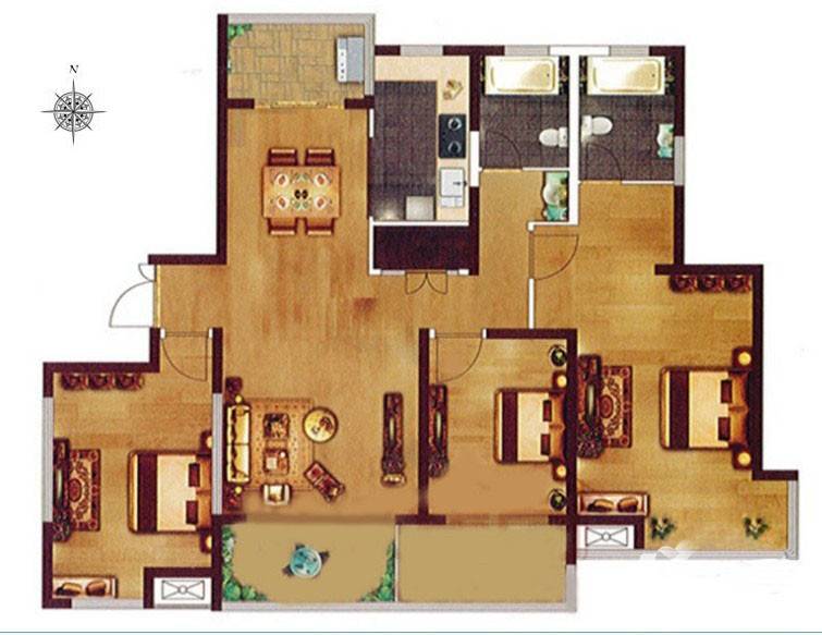 汇智湖畔家园普通住宅148㎡户型图