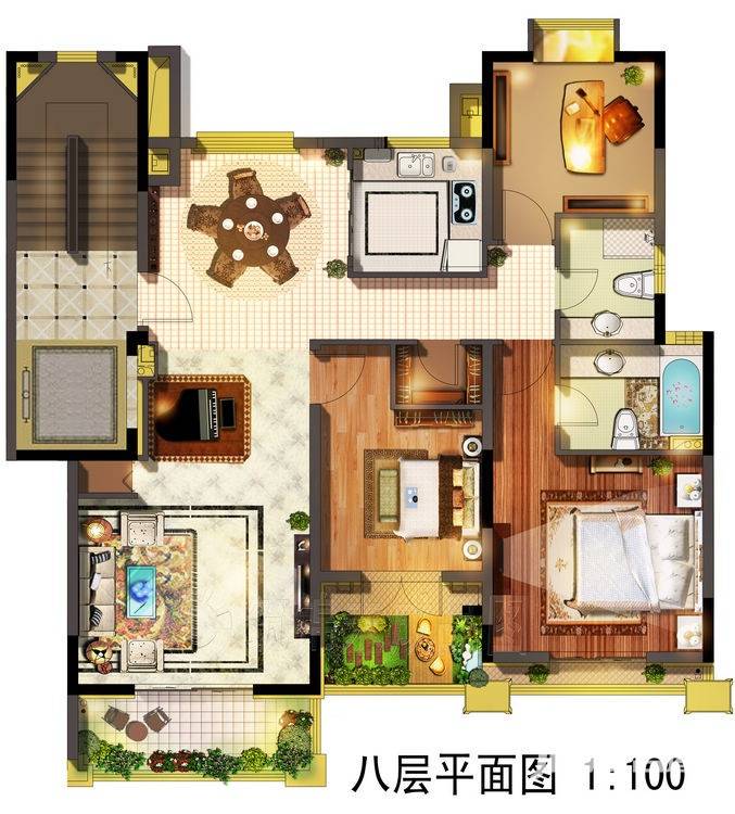 保集澜湾普通住宅123㎡户型图