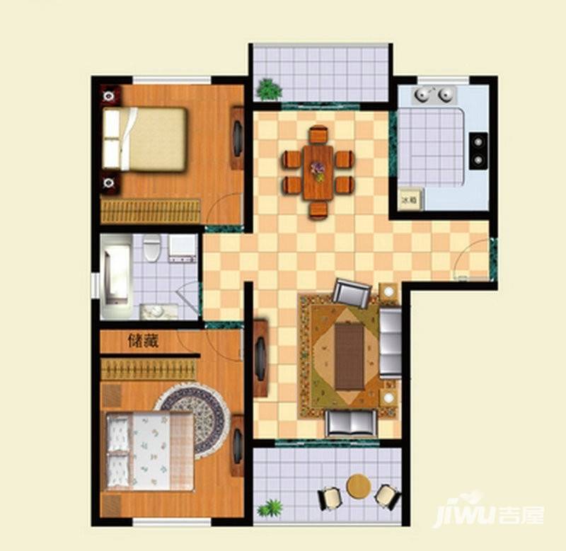 美兰金色宝邸2室2厅1卫户型图