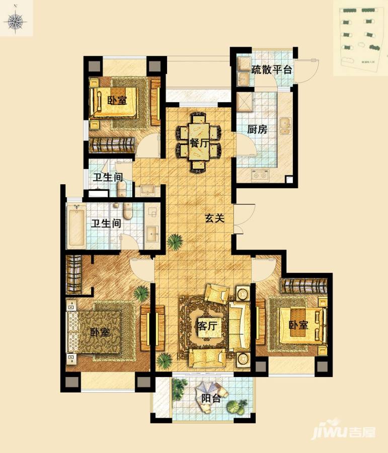 保利叶之林普通住宅125㎡户型图