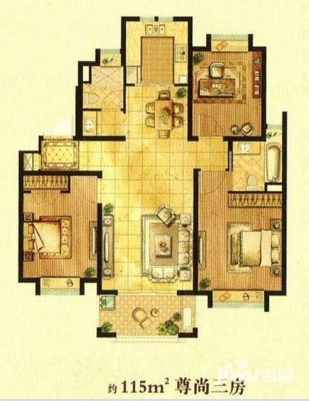 旭辉朗悦庭3室2厅2卫115㎡户型图