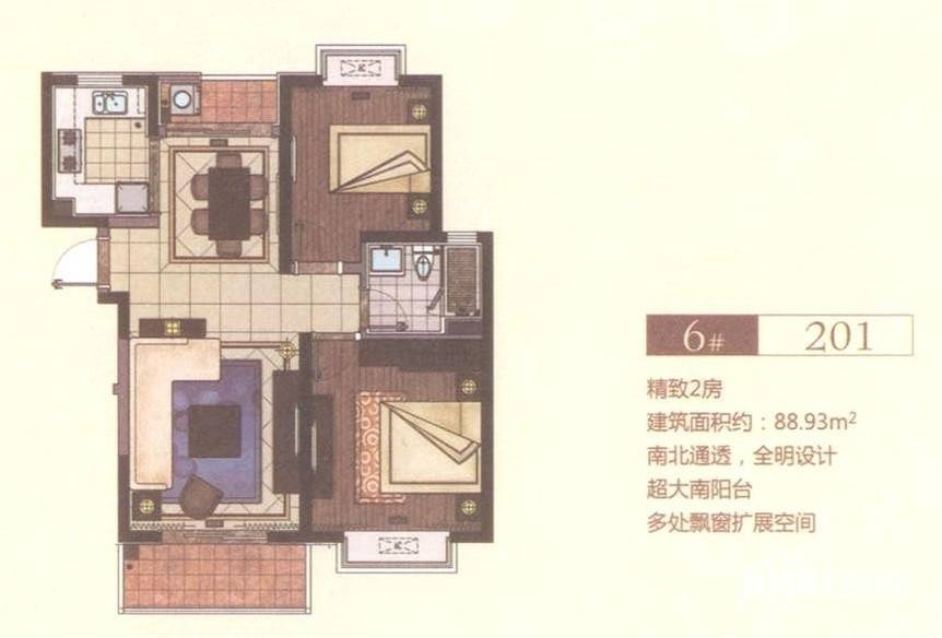 嘉乐东润舒庭普通住宅88.9㎡户型图