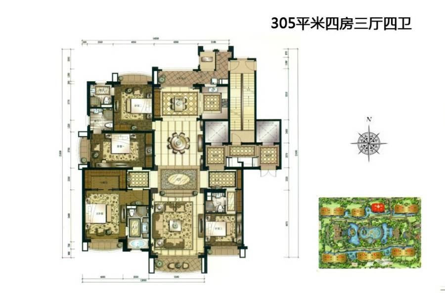 上海星河湾三期4室3厅4卫305㎡户型图