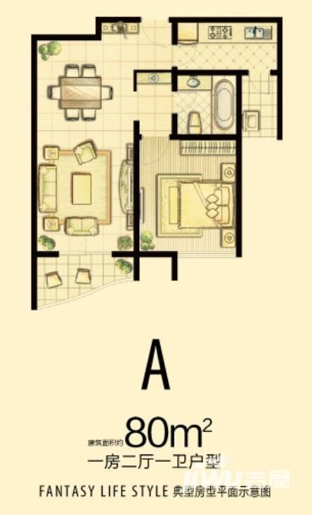 棕榈滩海景城普通住宅80㎡户型图