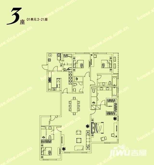 凯德茂名公馆4室2厅4卫295.4㎡户型图