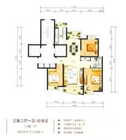 绿地东上海3室2厅1卫116.8㎡户型图