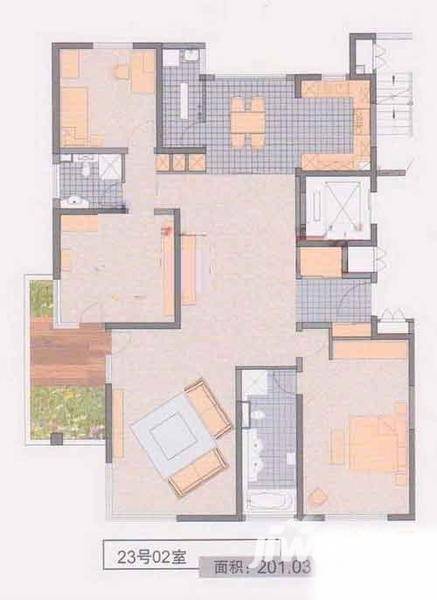 中鹰黑森林11号3室2厅2卫201㎡户型图