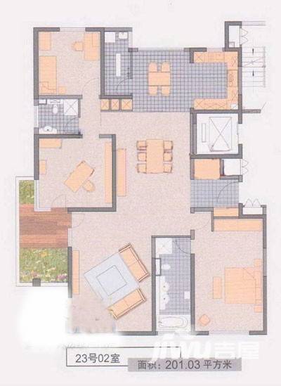 中鹰黑森林11号3室2厅2卫201㎡户型图