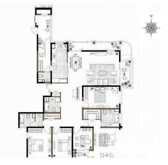 滨江凯旋门三期5室2厅3卫180㎡户型图