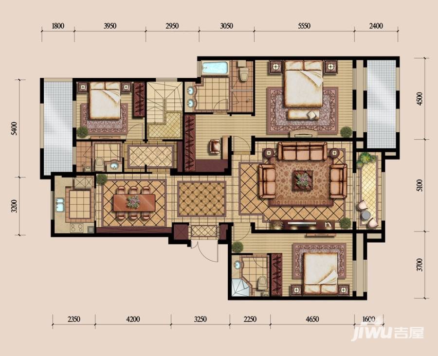 东方鸿璟3室2厅2卫200㎡户型图