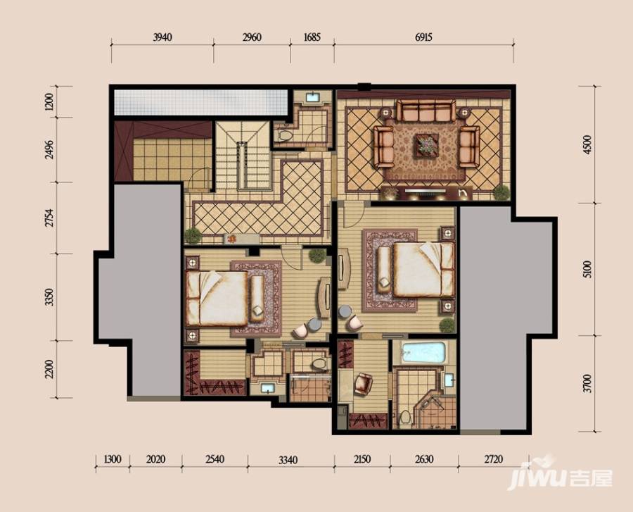 东方鸿璟3室2厅2卫200㎡户型图