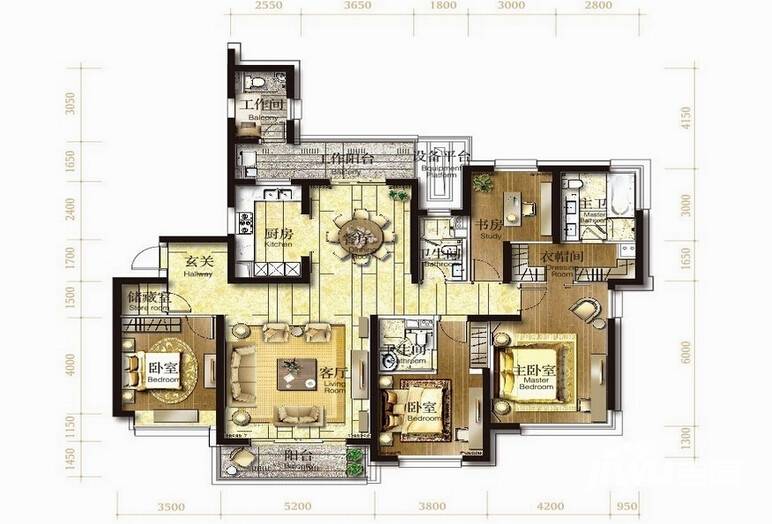 仁恒公园世纪4室2厅3卫235㎡户型图